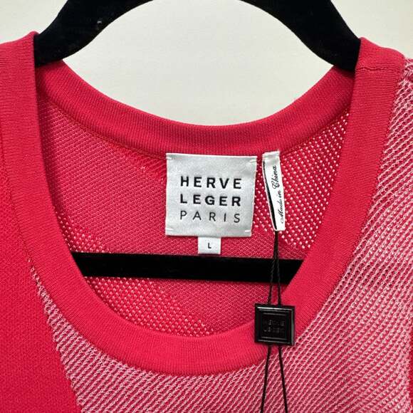 Herve Leger Jacquard-Knit Mini Dress In Coral - 55% Off - Picture 3 of 7